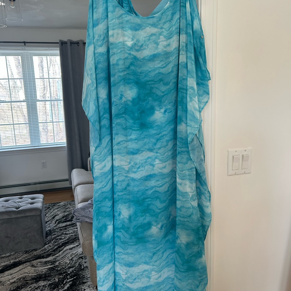 Soft Surroundings Women’s  Kaftan SLIP DRESS 2 Piece L/XL Beach Travel Resort